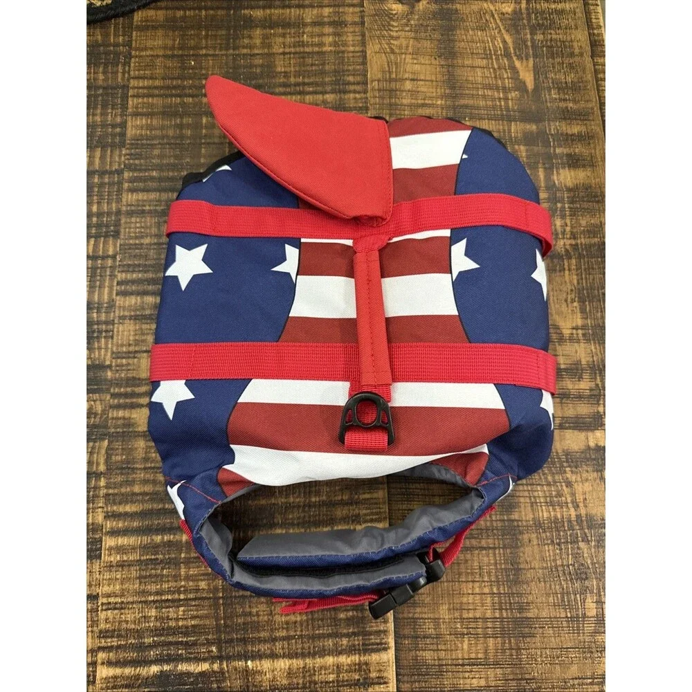 Medium Dog Life Jacket Patriotic Flotation Vest for Beagle Frenchie 20-28 lbs